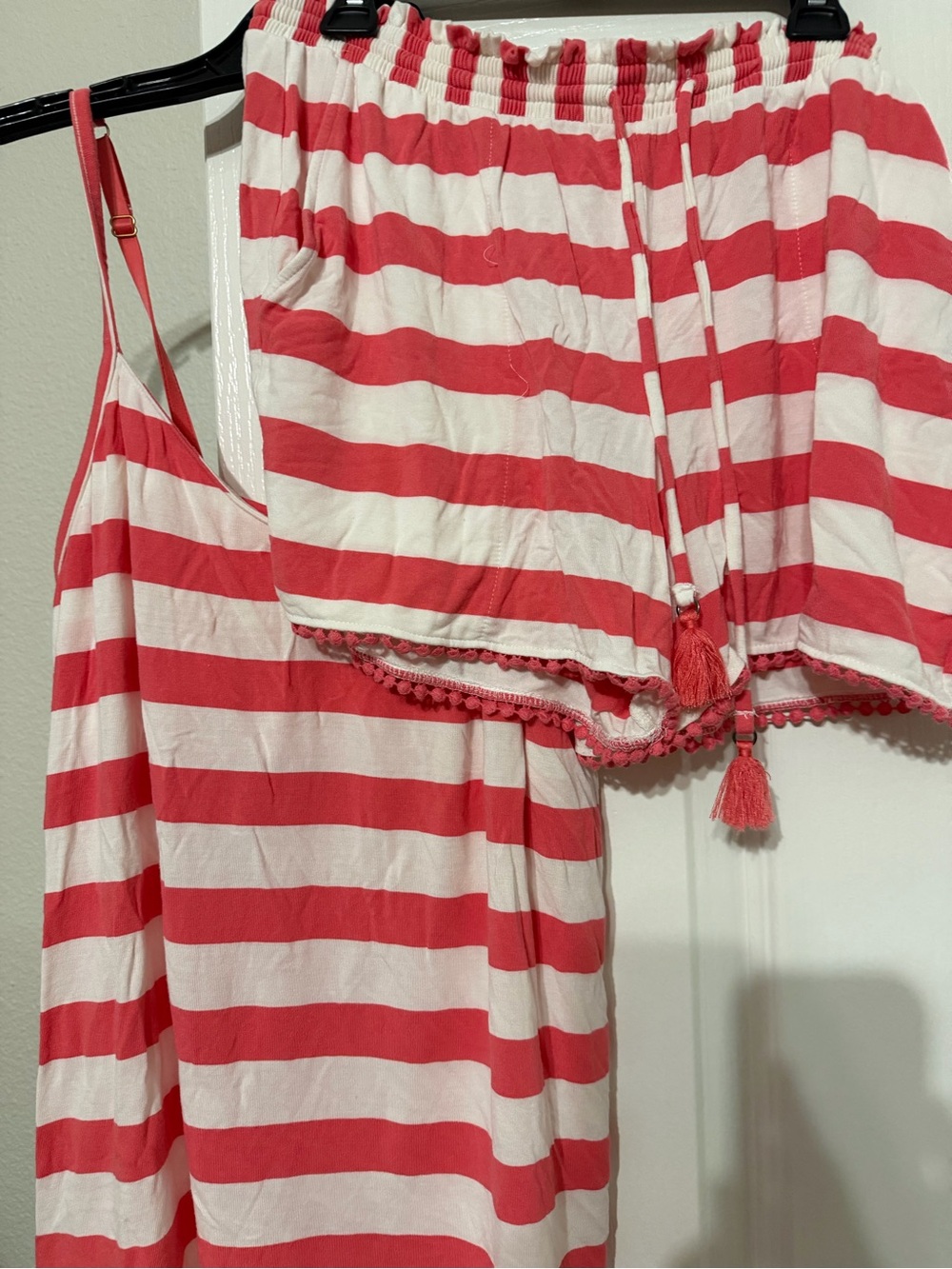 Soma striped pink and White Two-Piece Lounge Set cool nights small